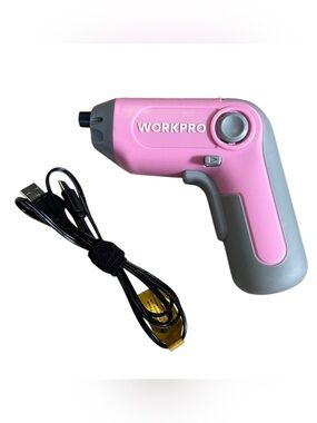 WORKPRO Pink Ribbon Rechargeable Power Drill With 22 Bits & Carry Case